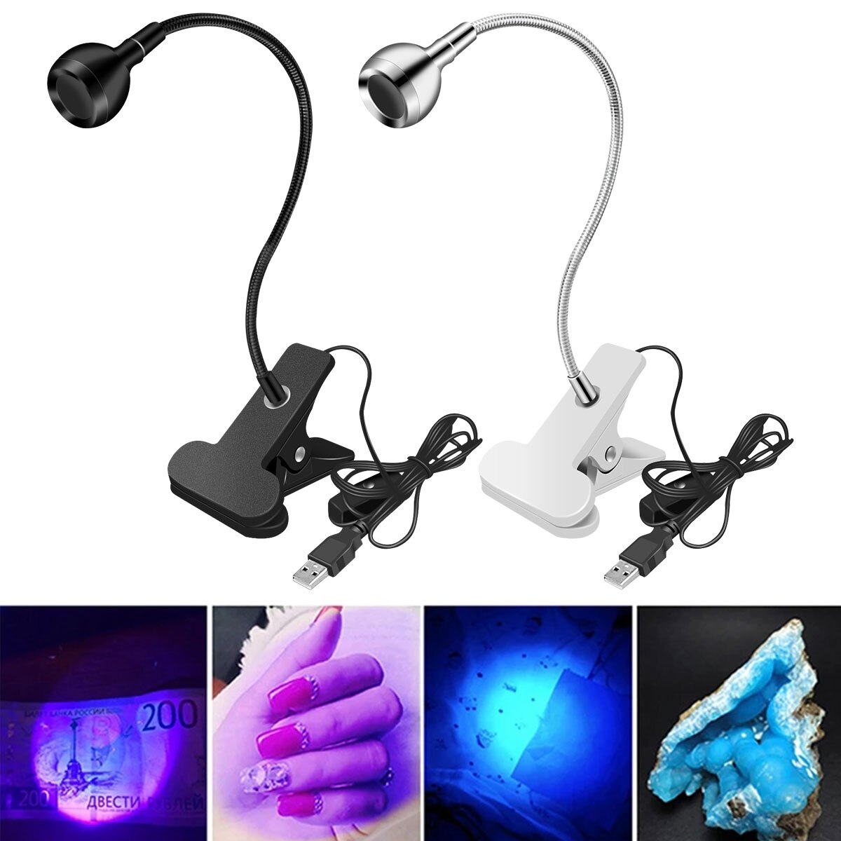 신제품 3W LED 자외선 조명 4 개 밝기 조절 유연한 구즈넥 램프 형광등, USB 전원 UV 젤 경화 램프